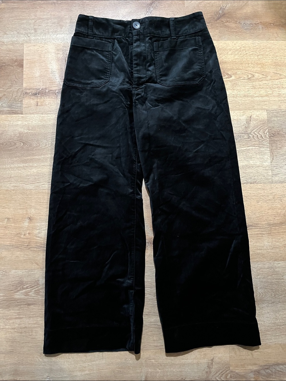Maeve Black Velour Cropped Wide-Leg Men's Pants